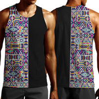 African Ndebele Art Patterns Men Tank Top Black Half Style
