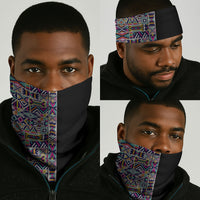 African Ndebele Art Patterns Neck Gaiter Black Half Style