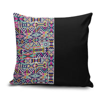 African Ndebele Art Patterns Pillow Cover Black Half Style