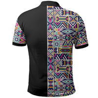 African Ndebele Art Patterns Polo Shirt Black Half Style
