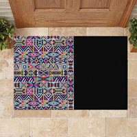African Ndebele Art Patterns Rubber Doormat Black Half Style