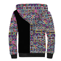 African Ndebele Art Patterns Sherpa Hoodie Black Half Style