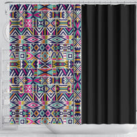 African Ndebele Art Patterns Shower Curtain Black Half Style