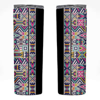 African Ndebele Art Patterns Skinny Tumbler Black Half Style