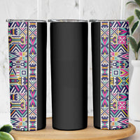 African Ndebele Art Patterns Skinny Tumbler Black Half Style