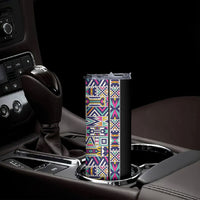 African Ndebele Art Patterns Skinny Tumbler Black Half Style