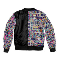 African Ndebele Art Patterns Sleeve Zip Bomber Jacket Black Half Style