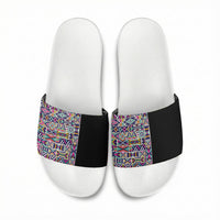 African Ndebele Art Patterns Slide Sandals Black Half Style