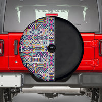 African Ndebele Art Patterns Spare Tire Cover Black Half Style