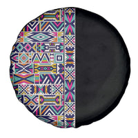 African Ndebele Art Patterns Spare Tire Cover Black Half Style