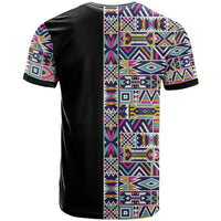 African Ndebele Art Patterns T shirt Black Half Style