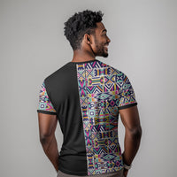 African Ndebele Art Patterns T shirt Black Half Style