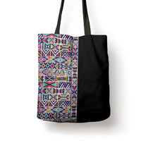 African Ndebele Art Patterns Tote Bag Black Half Style