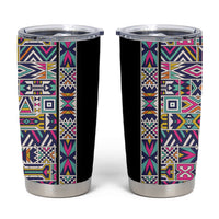 African Ndebele Art Patterns Tumbler Cup Black Half Style