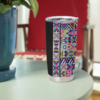 African Ndebele Art Patterns Tumbler Cup Black Half Style