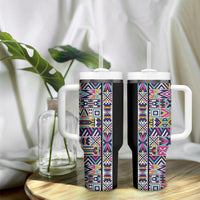 African Ndebele Art Patterns Tumbler With Handle Black Half Style