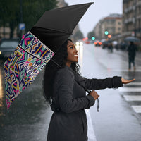 African Ndebele Art Patterns Umbrella Black Half Style