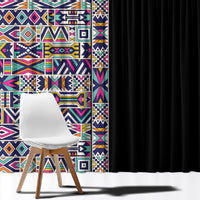 African Ndebele Art Patterns Window Curtain Black Half Style