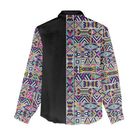African Ndebele Art Patterns Women Casual Shirt Black Half Style