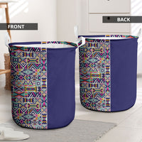 African Ndebele Art Patterns Laundry Basket Navy Blue Half Style