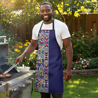 African Ndebele Art Patterns Apron Navy Blue Half Style