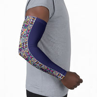 African Ndebele Art Patterns Arm Sleeves Navy Blue Half Style