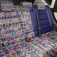 African Ndebele Art Patterns Back Car Seat Cover Navy Blue Half Style