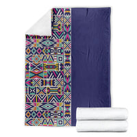 African Ndebele Art Patterns Blanket Navy Blue Half Style