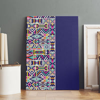 African Ndebele Art Patterns Canvas Wall Art Navy Blue Half Style