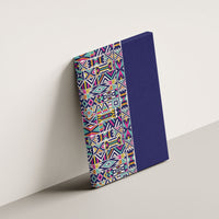 African Ndebele Art Patterns Canvas Wall Art Navy Blue Half Style