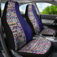 African Ndebele Art Patterns Car Seat Cover Navy Blue Half Style