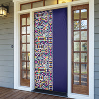 African Ndebele Art Patterns Door Cover Navy Blue Half Style