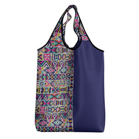 African Ndebele Art Patterns Grocery Bag Navy Blue Half Style