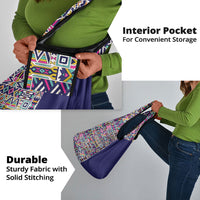 African Ndebele Art Patterns Grocery Bag Navy Blue Half Style