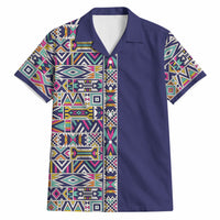 African Ndebele Art Patterns Hawaiian Shirt Navy Blue Half Style