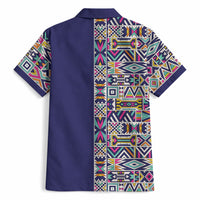 African Ndebele Art Patterns Hawaiian Shirt Navy Blue Half Style