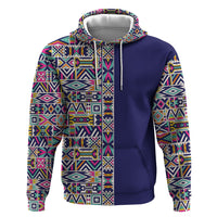 African Ndebele Art Patterns Hoodie Navy Blue Half Style