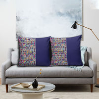 African Ndebele Art Patterns Pillow Cover Navy Blue Half Style