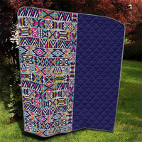 African Ndebele Art Patterns Quilt Navy Blue Half Style