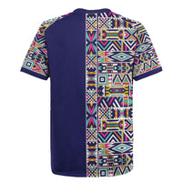 African Ndebele Art Patterns Rugby Jersey Navy Blue Half Style