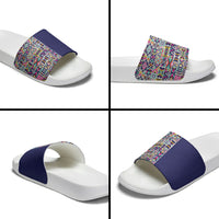 African Ndebele Art Patterns Slide Sandals Navy Blue Half Style