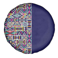 African Ndebele Art Patterns Spare Tire Cover Navy Blue Half Style