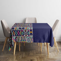 African Ndebele Art Patterns Tablecloth Navy Blue Half Style