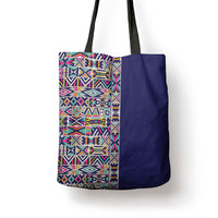 African Ndebele Art Patterns Tote Bag Navy Blue Half Style