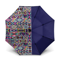 African Ndebele Art Patterns Umbrella Navy Blue Half Style
