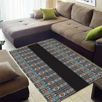 African Ndebele Traditional Attire Area Rug Black Ndebele Stripe