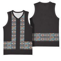 African Ndebele Traditional Attire Basketball Jersey Black Ndebele Stripe