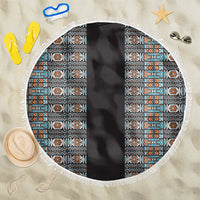 African Ndebele Traditional Attire Beach Blanket Black Ndebele Stripe