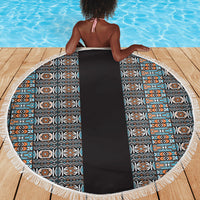 African Ndebele Traditional Attire Beach Blanket Black Ndebele Stripe