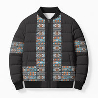 African Ndebele Traditional Attire Bomber Puffer Jacket Black Ndebele Stripe